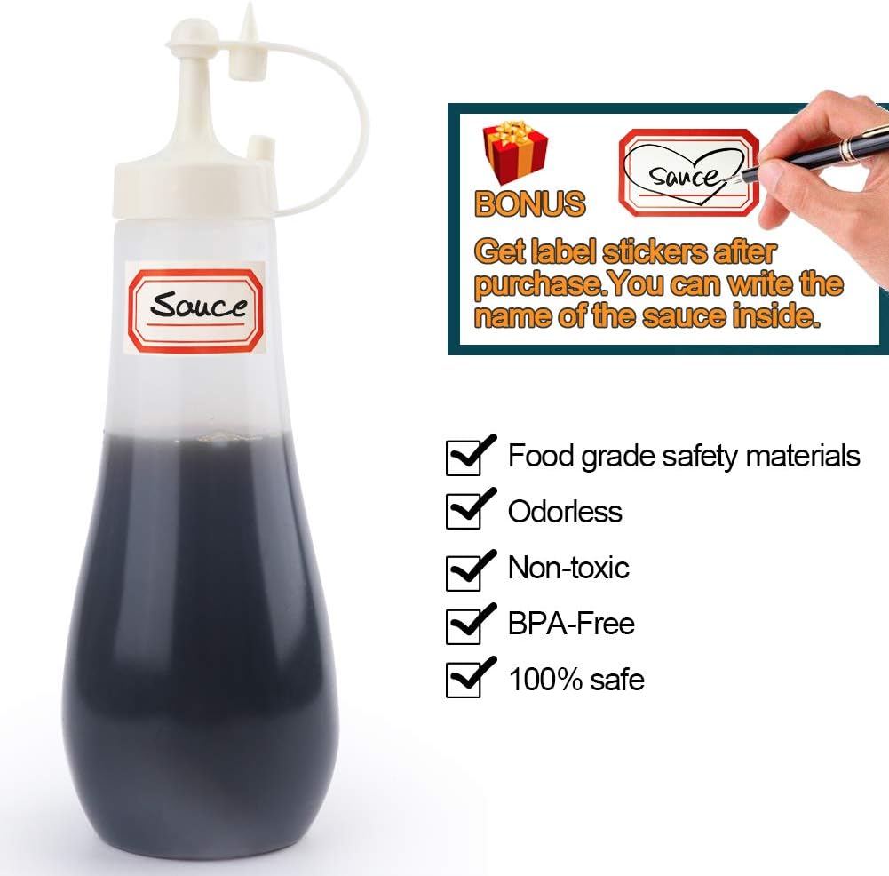 SUJUDE Condiment Squeeze Bottle Pack of 3 16 OZ