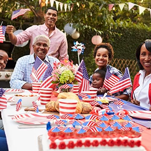 150 Pieces American Flag Cocktail Picks with Wood Toothpicks