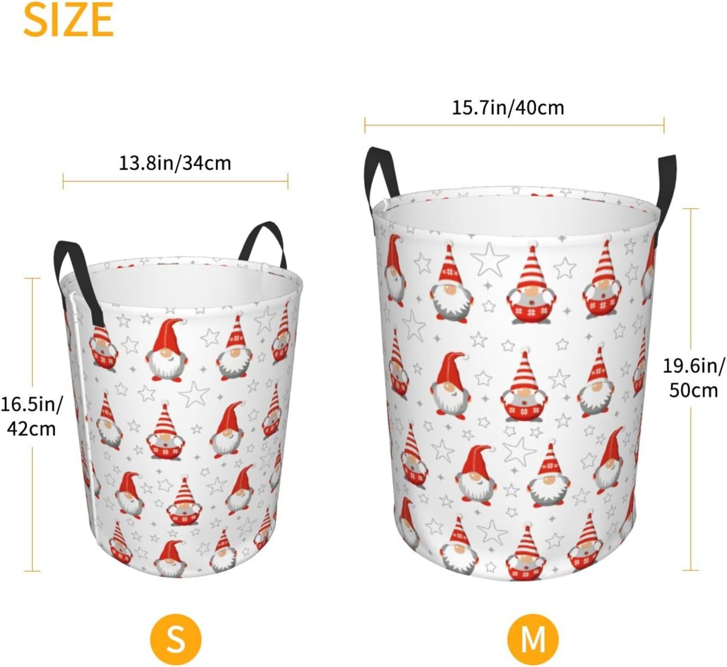 Gnomes Foldable Laundry Hamper with Handles M 1