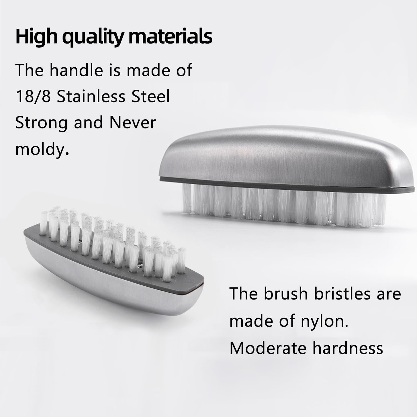 Multipurpose Brush Set 2-Pack Stainless Steel Grip for Vegetables and Nails