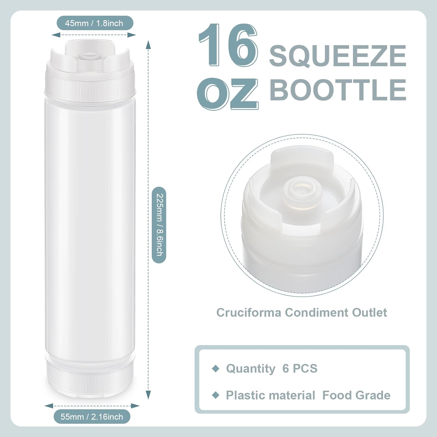 Sabary 6 Pcs 16 oz Condiment Squeeze Bottles