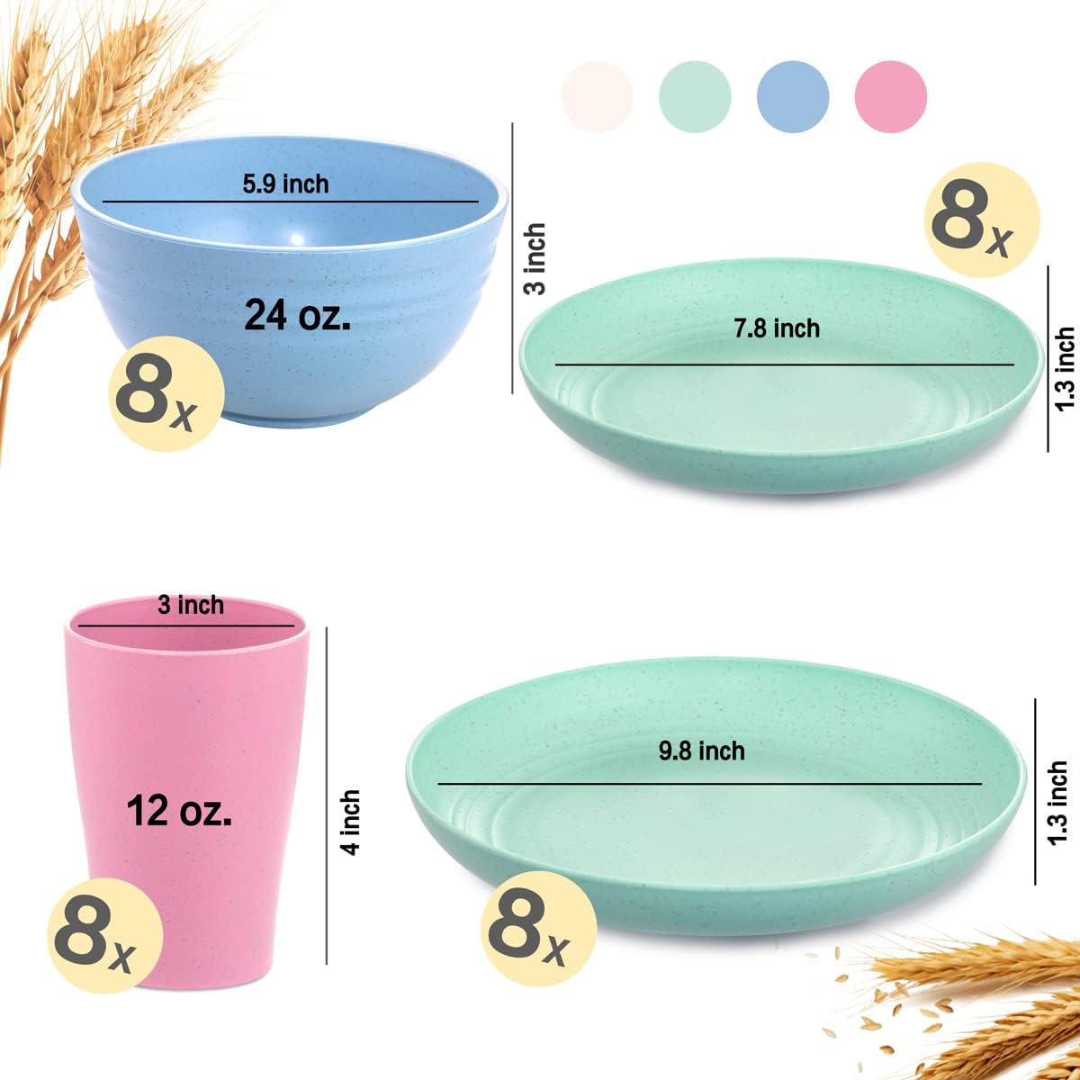 Supernal Wheat Straw Dinnerware Set 16pcs