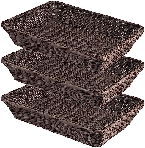 3 PCS 16 Inch Wicker Bread Basket Set by GNIEMCKIN