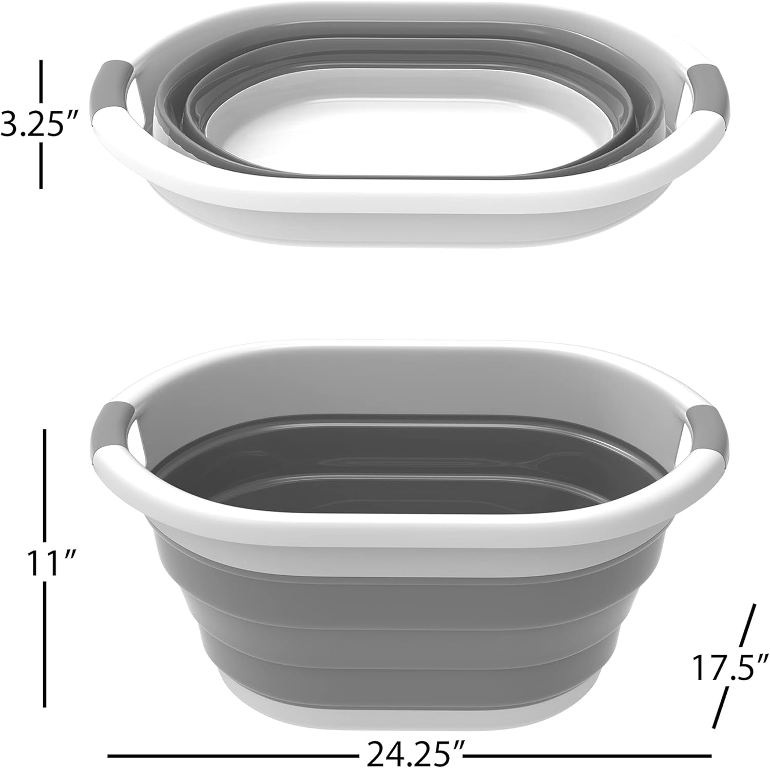 Collapsible Laundry Basket with Comfort Grip Handles - Space Saving Gray