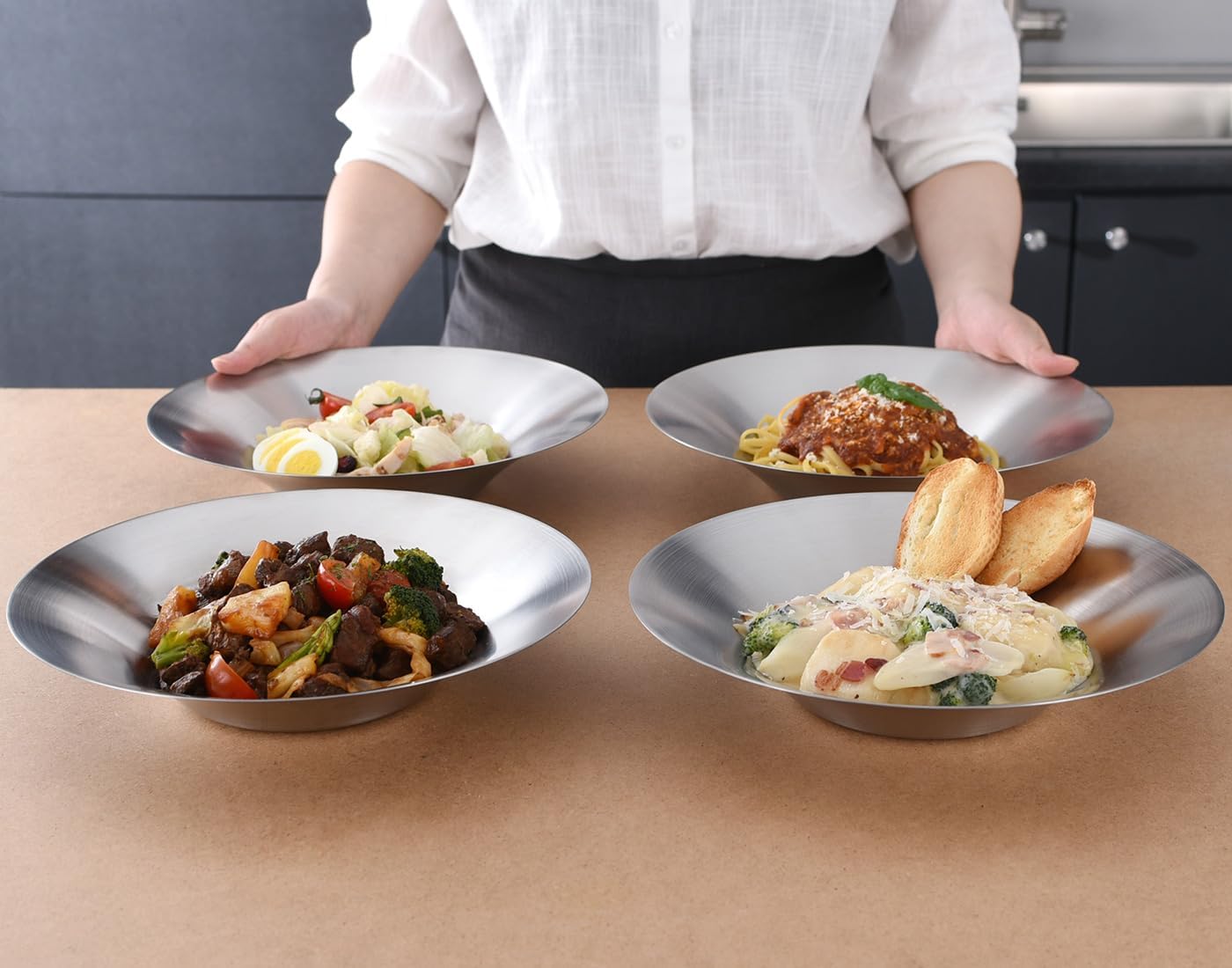 WAGENSTEIGER 4-Piece Brushed Stainless Steel Plates Set