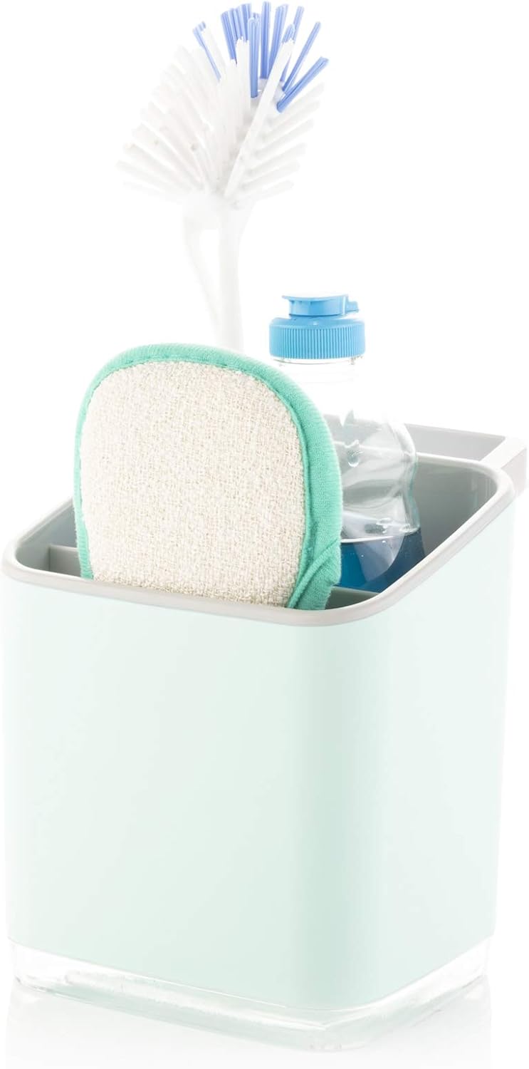 Minky Homecare Sink Caddy Sponge Holder with Tray and Drainage Spout Pastel Green