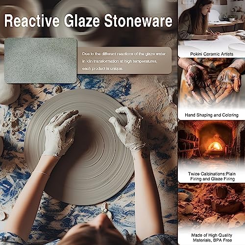 Pokini Gradient Green Stoneware Dinnerware 12 Pcs Set