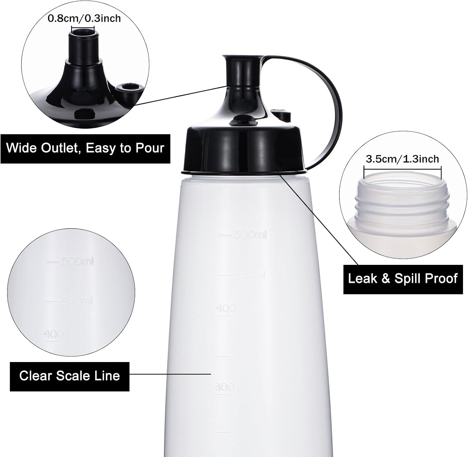 Uceoo Squeeze Bottles Wide Mouth Pack of 2 1