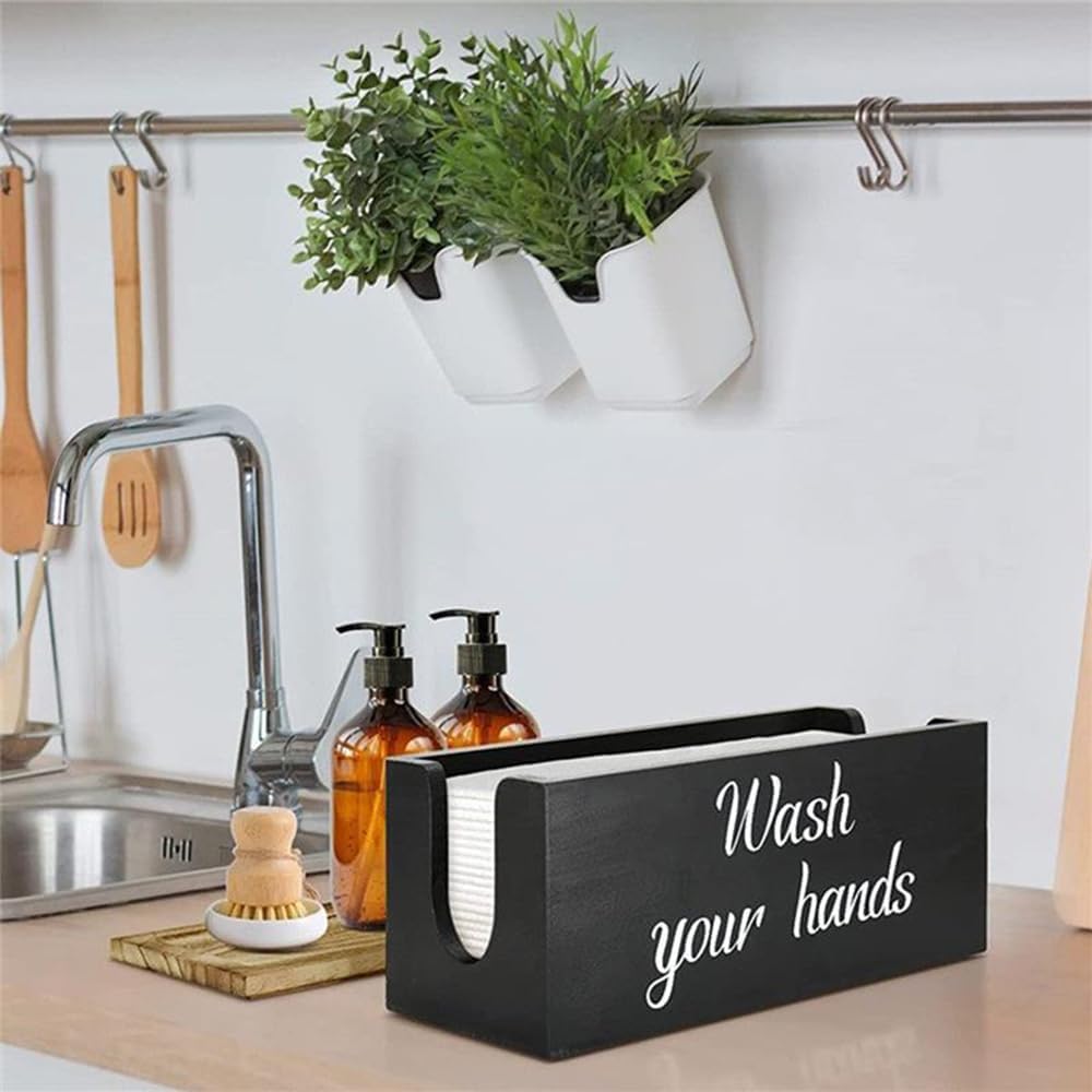 Wood Paper Towel Dispenser Wall Mount with Lid 1