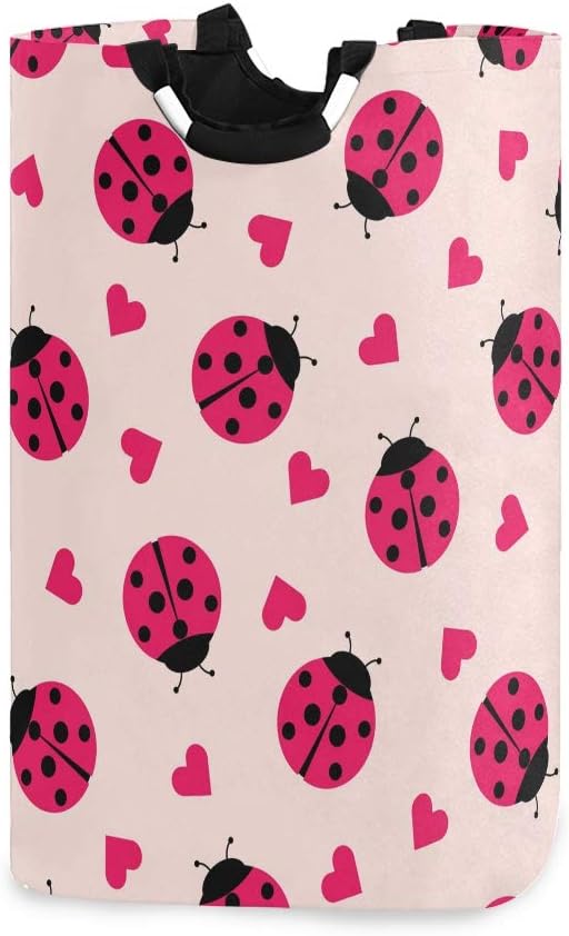 MOYYO Foldable Laundry Basket with Handles and Unique Ladybug Design 1