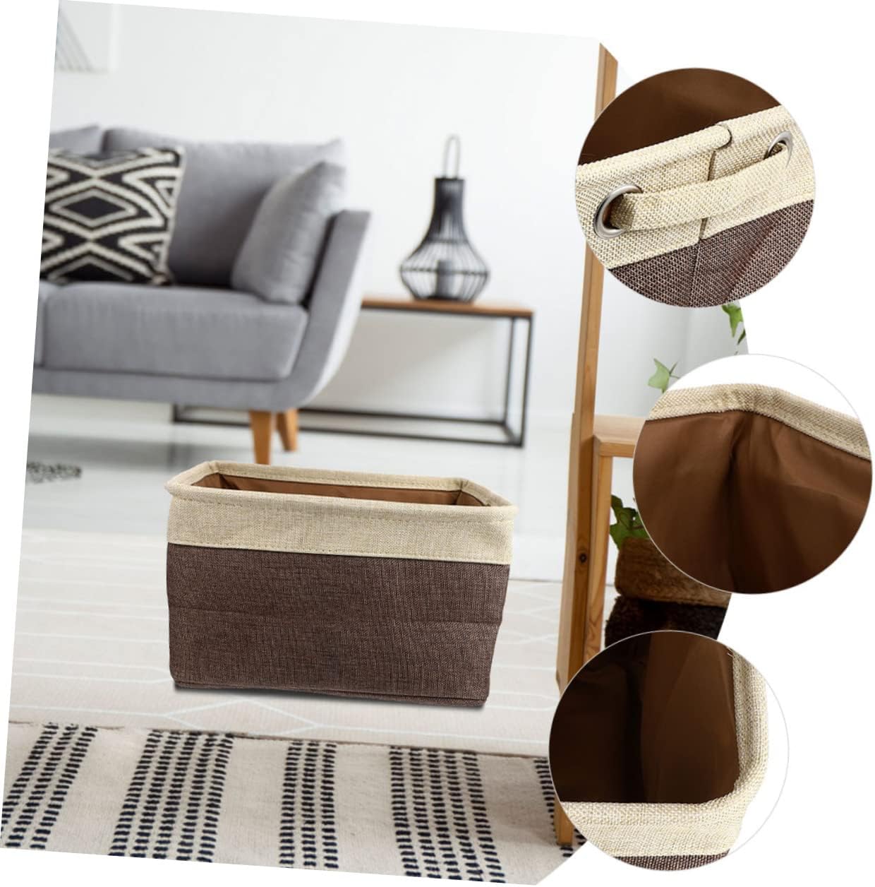 Folding Wicker Storage Basket with Lid for Home Organization 1
