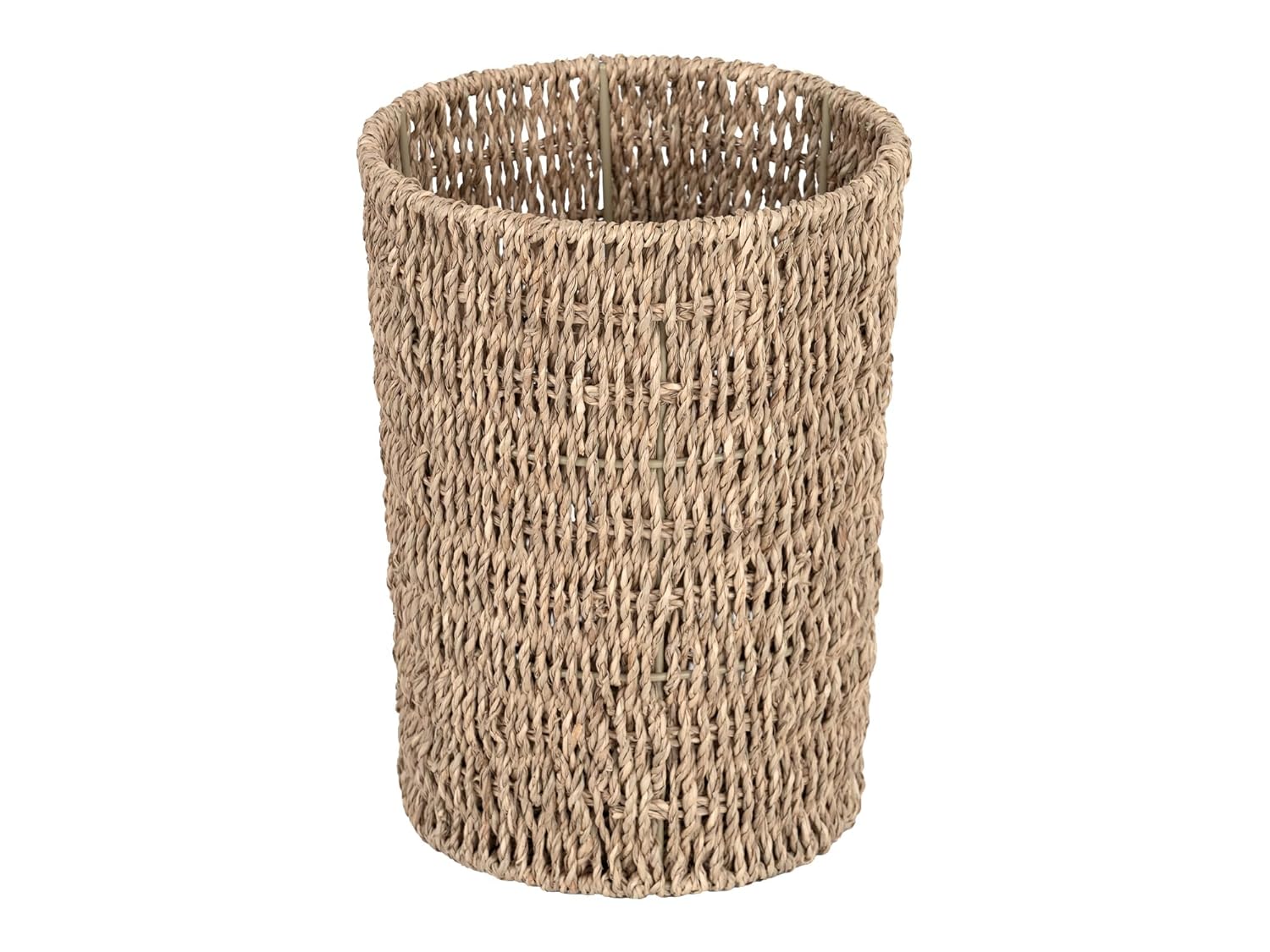 StorageWorks Wicker Trash Can Small Seagrass Waste Basket for Home