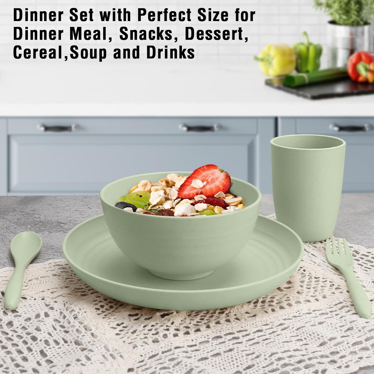 Shopwithgreen 20 PCS Wheat Straw Dinnerware Set for 4 1