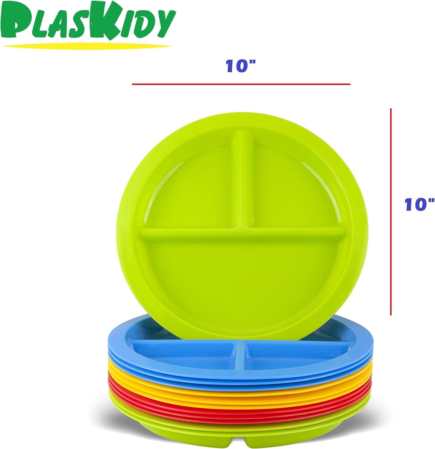 PLASKIDY 3-Compartment Kids Plates Set of 12