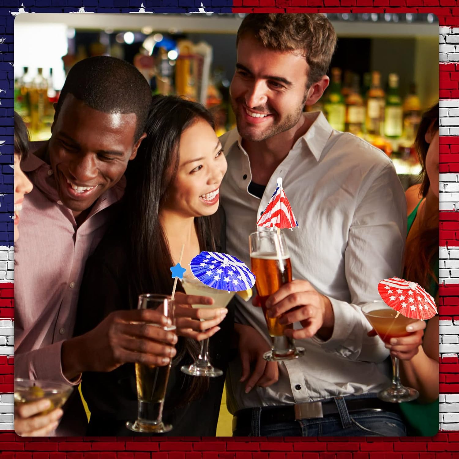 160 Pieces 4th of July Cocktail Picks with US Flag Paper Umbrellas 1