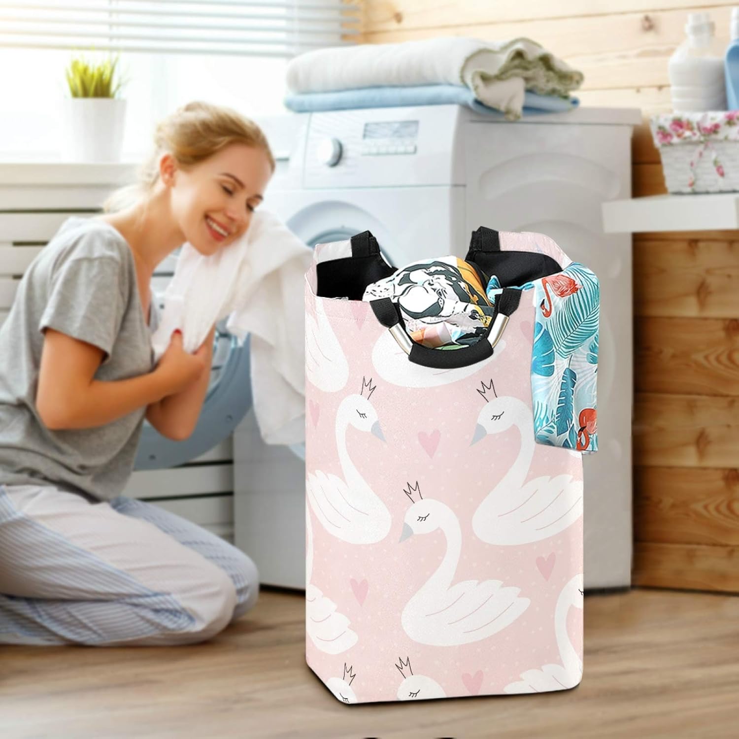 Susiyo Swan Princess Foldable Laundry Basket