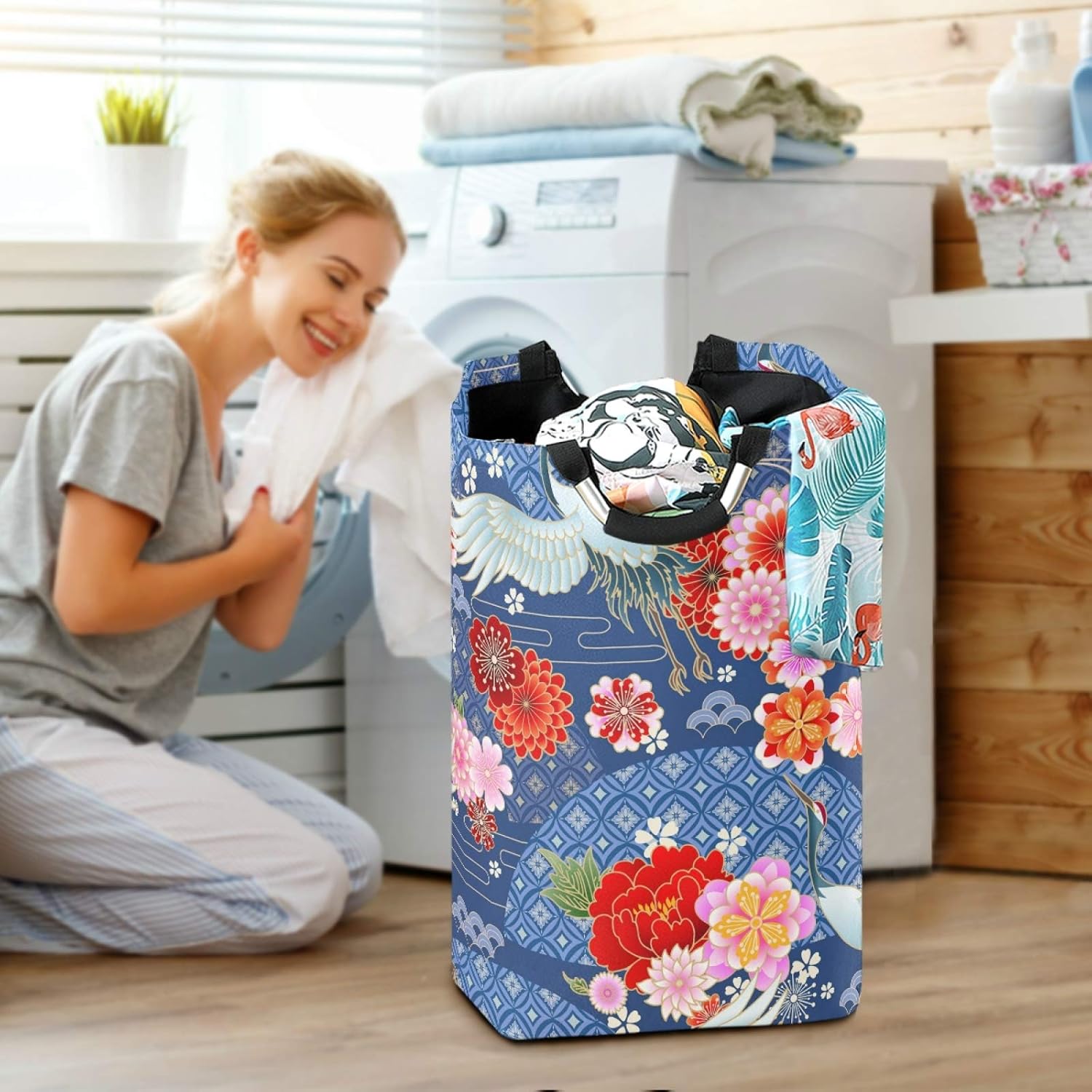 susiyo Foldable Laundry Basket with Handles and Unique Pattern 1