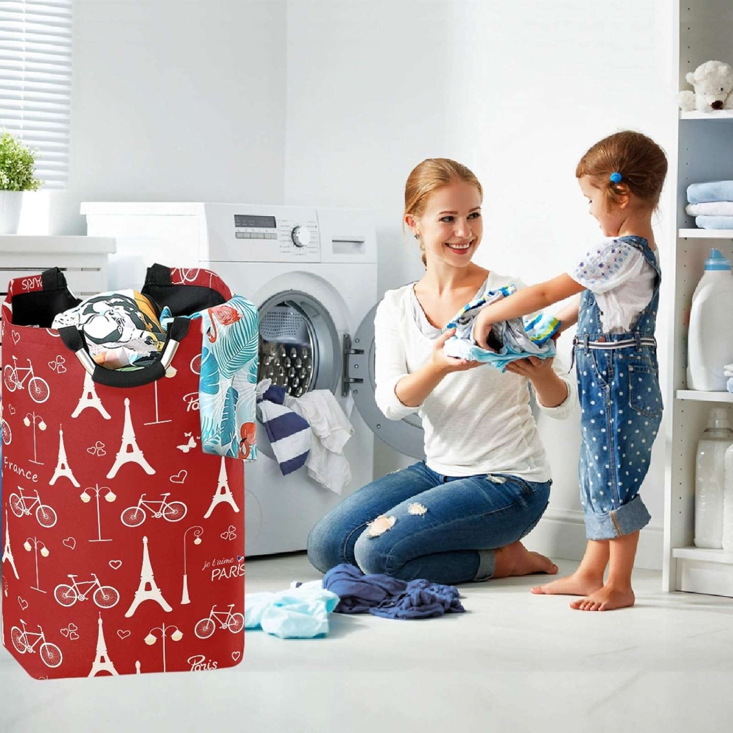 visesunny Foldable Laundry Basket with Waterproof Oxford Fabric