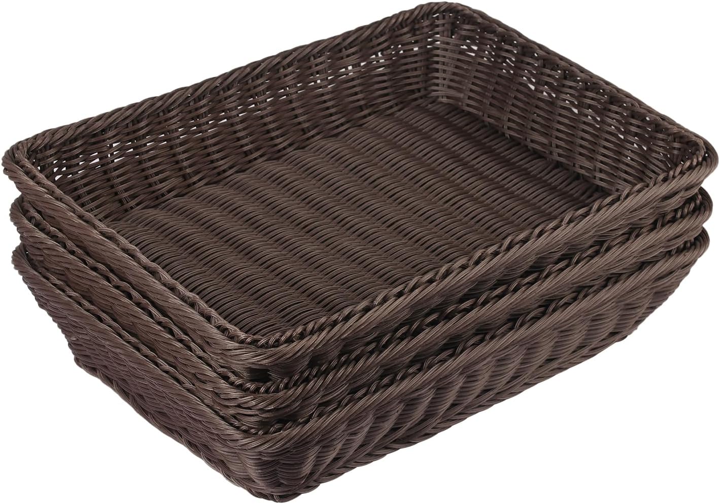 3 PCS 16 Inch Wicker Bread Basket Set by GNIEMCKIN