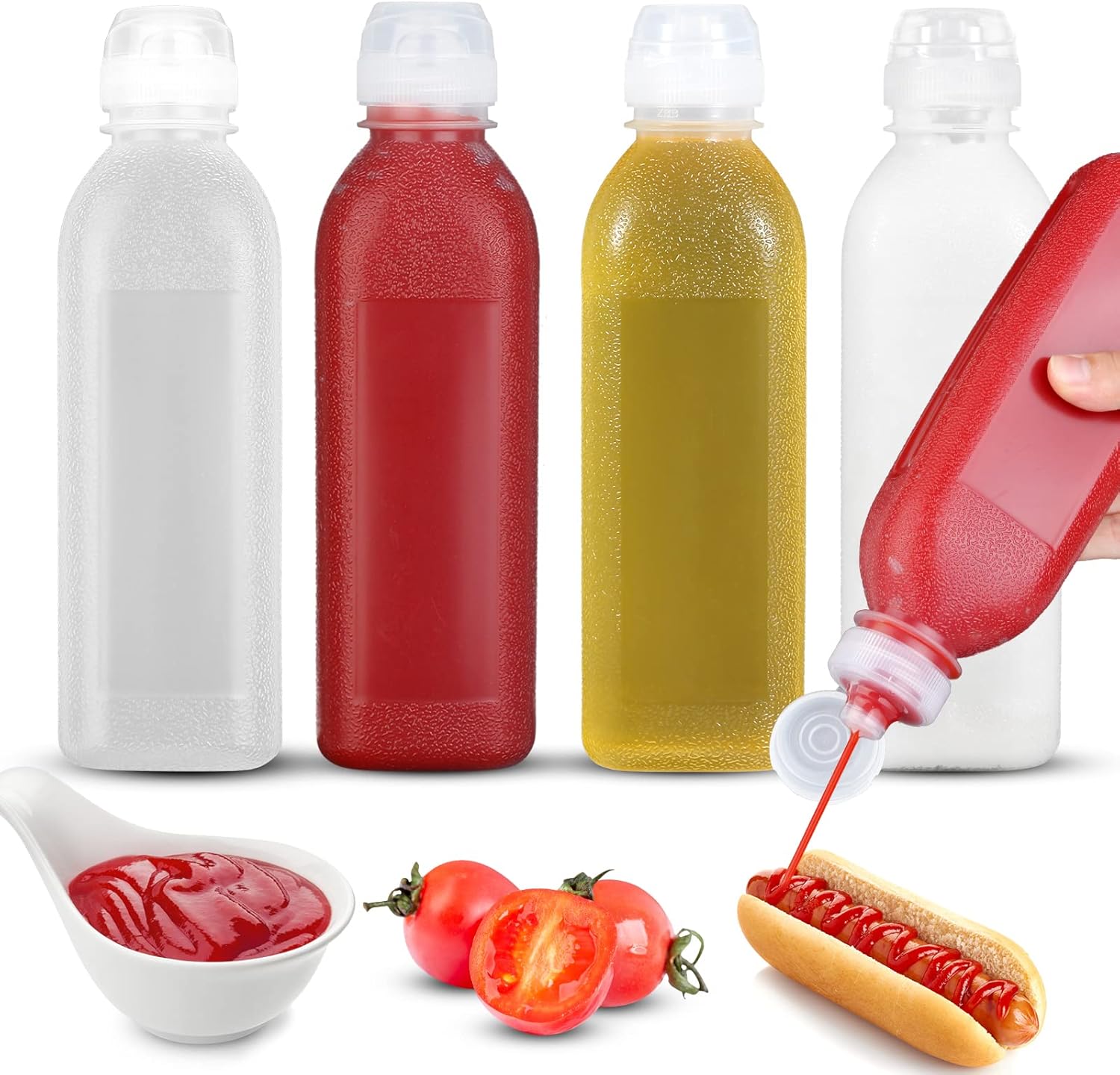 Condiment Squeeze Bottles 4-Pack 17 oz 500ml