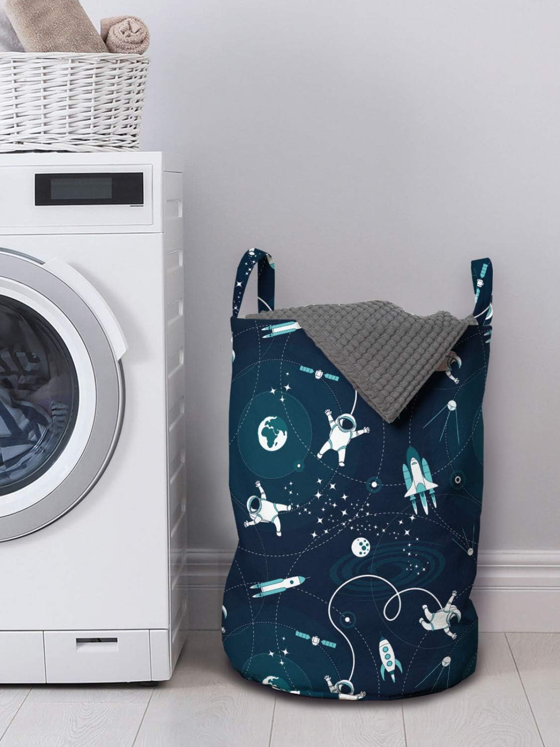 Ambesonne Space Laundry Bag Dark Teal Blue