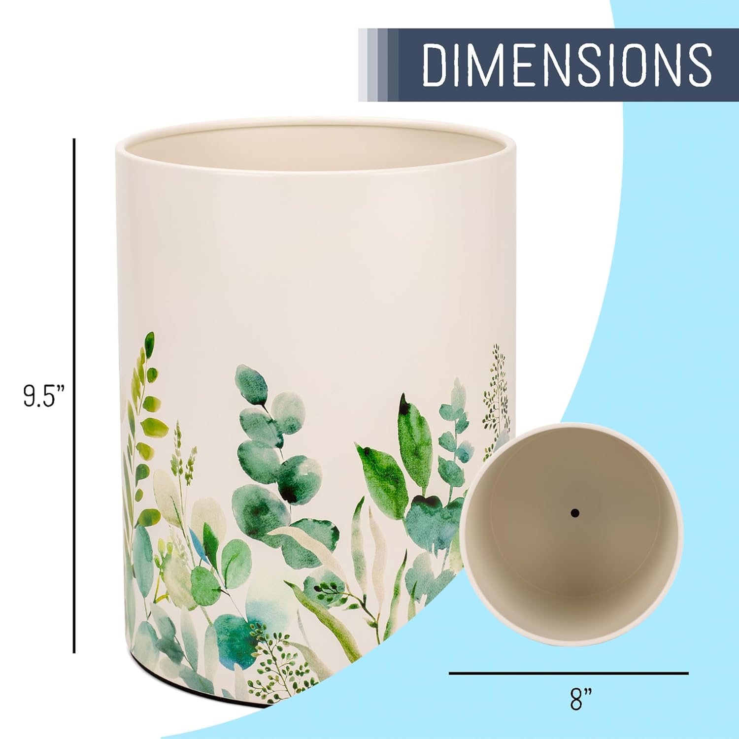 NAT AND JULES Round 95 x 8 Iron Wastebasket with Floral Design