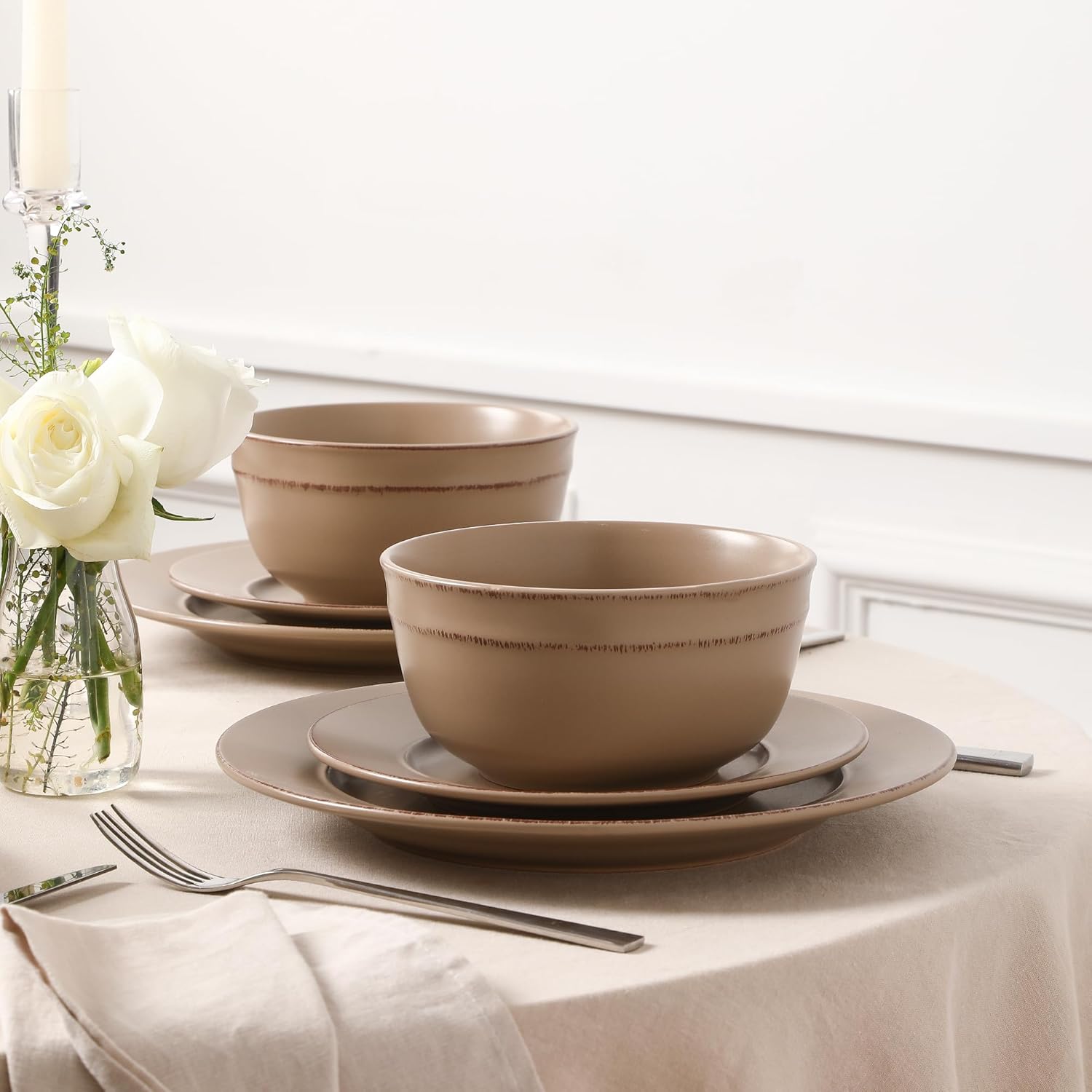 Earth Clay Hazel 12-Piece Stoneware Dinnerware Set 1
