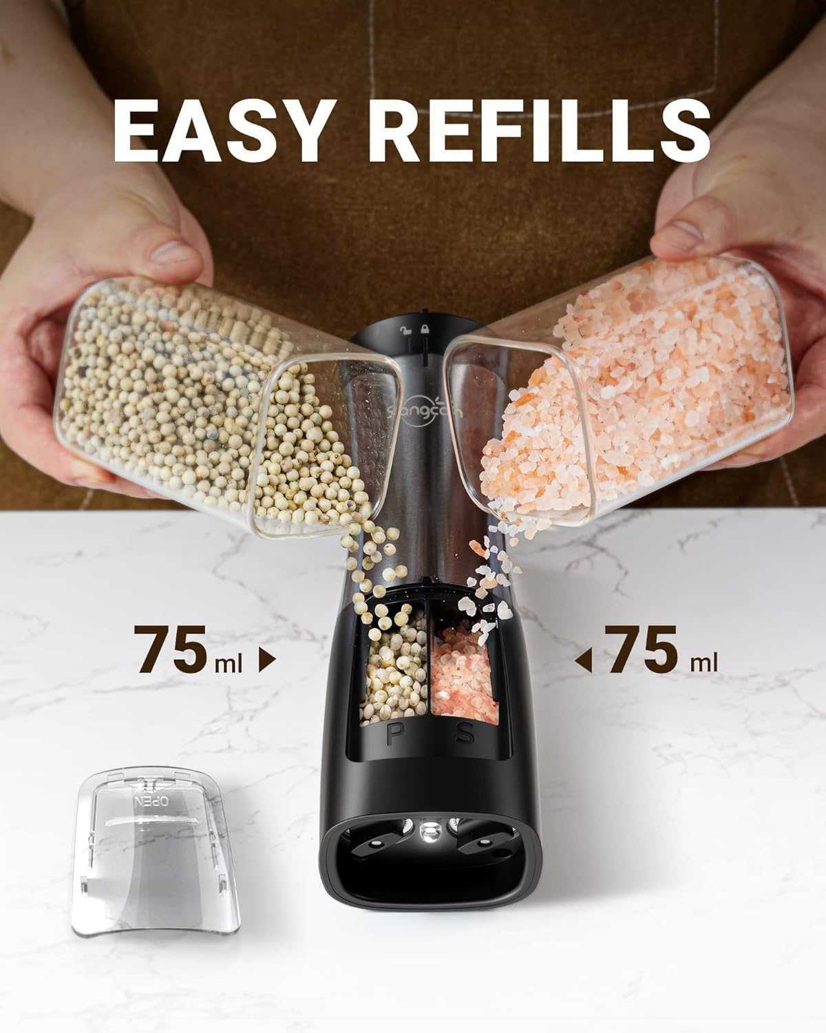 SANGCON 2 in 1 Electric Salt Pepper Mill Set