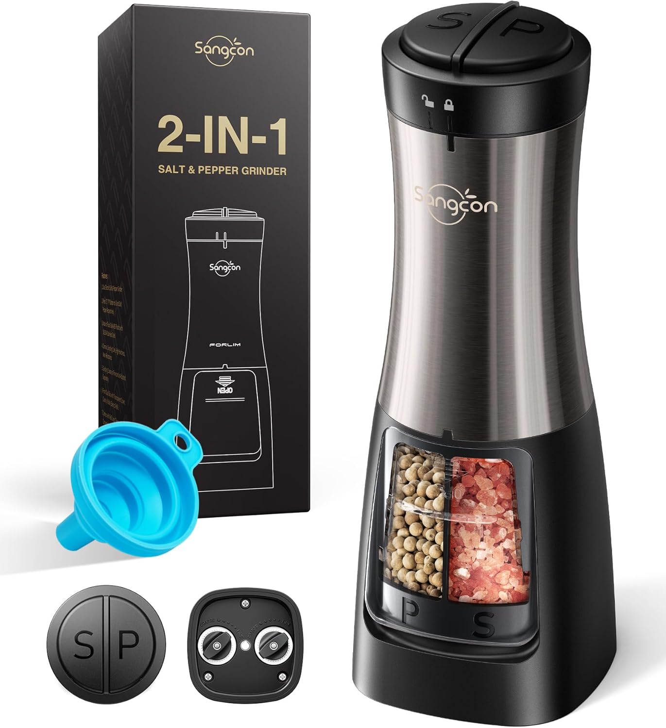 SANGCON 2 in 1 Electric Salt Pepper Mill Set