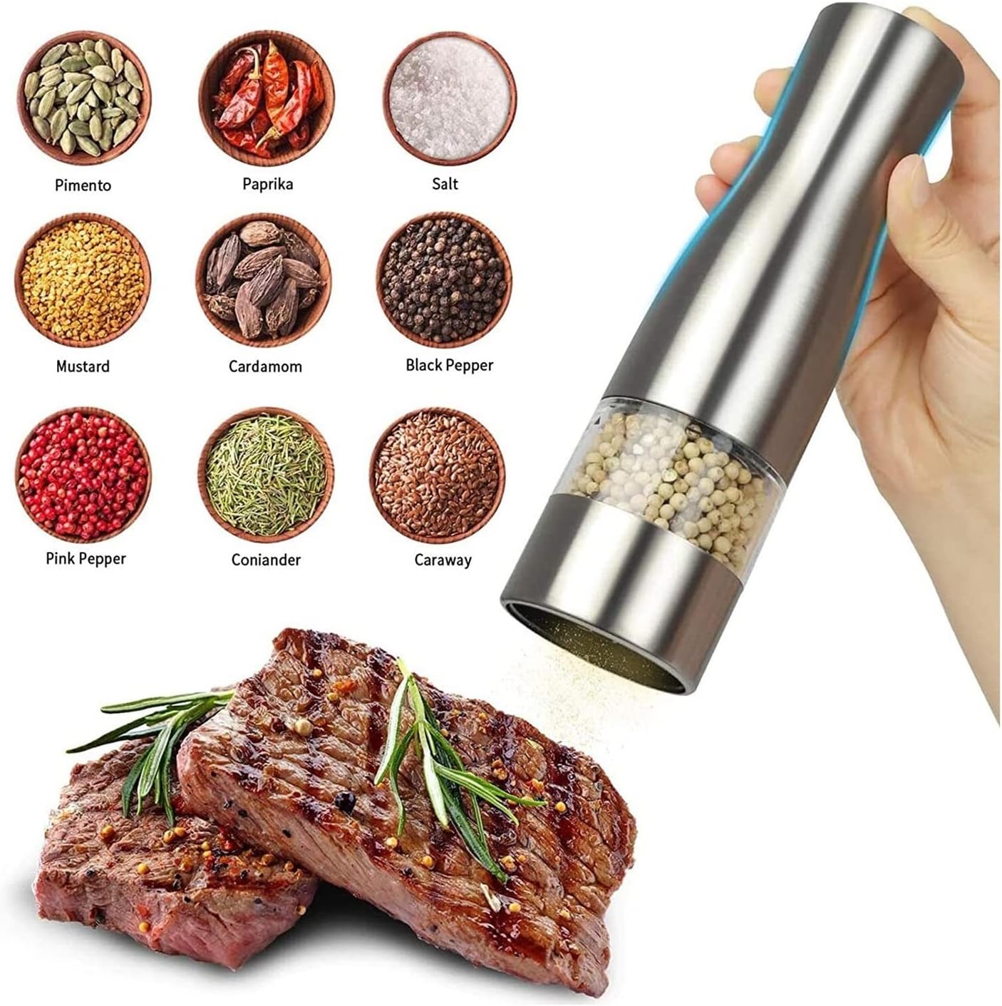 Refillable Pepper Mill Salt and Pepper Grinder Set