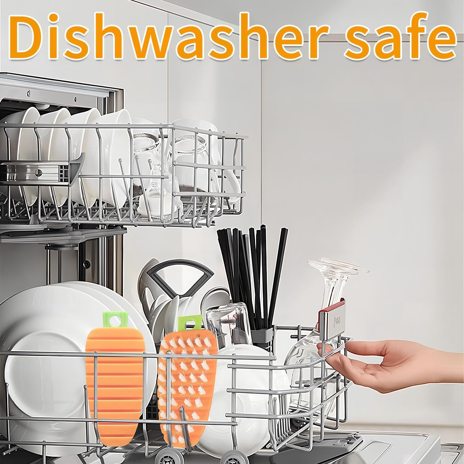 2 PCS Bendable Vegetable Cleaning Brush Set Orange
