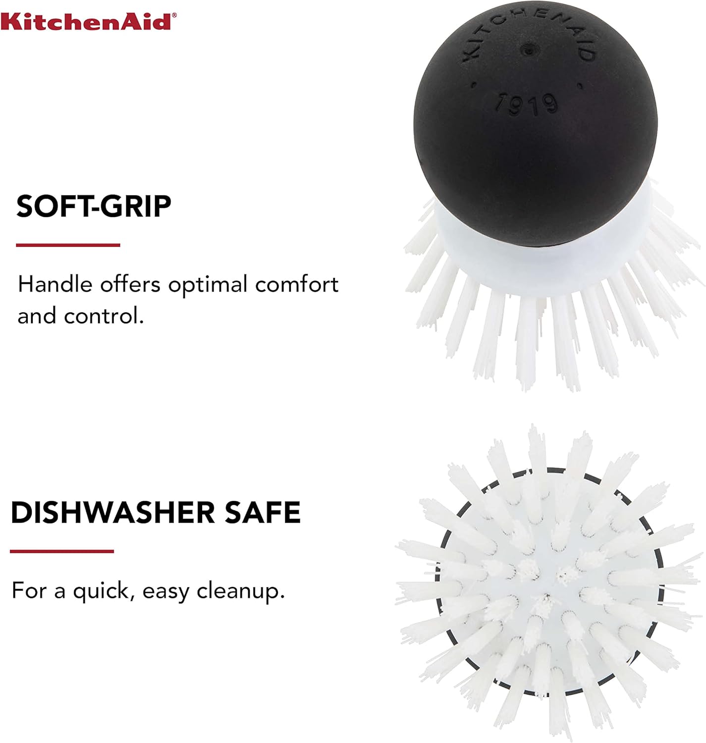 KitchenAid Soft Grip Vegetable Brush 205 Inch Black
