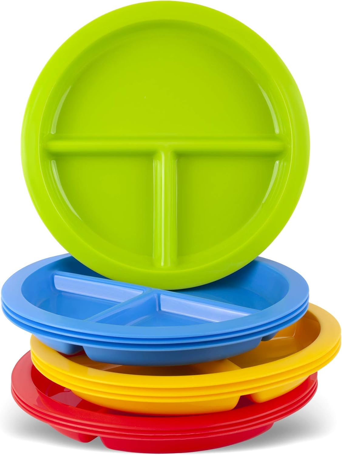 PLASKIDY 3-Compartment Kids Plates Set of 12