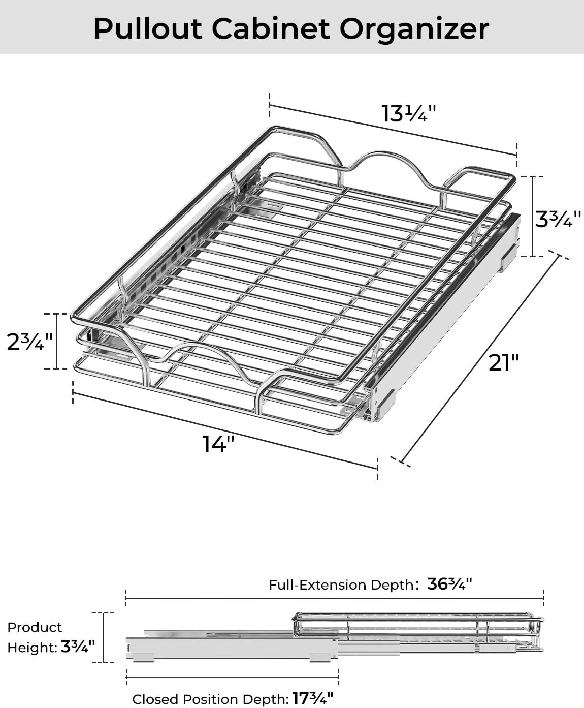 StorageWorks Pull Out Cabinet Organizer 14L x 21W x 37H