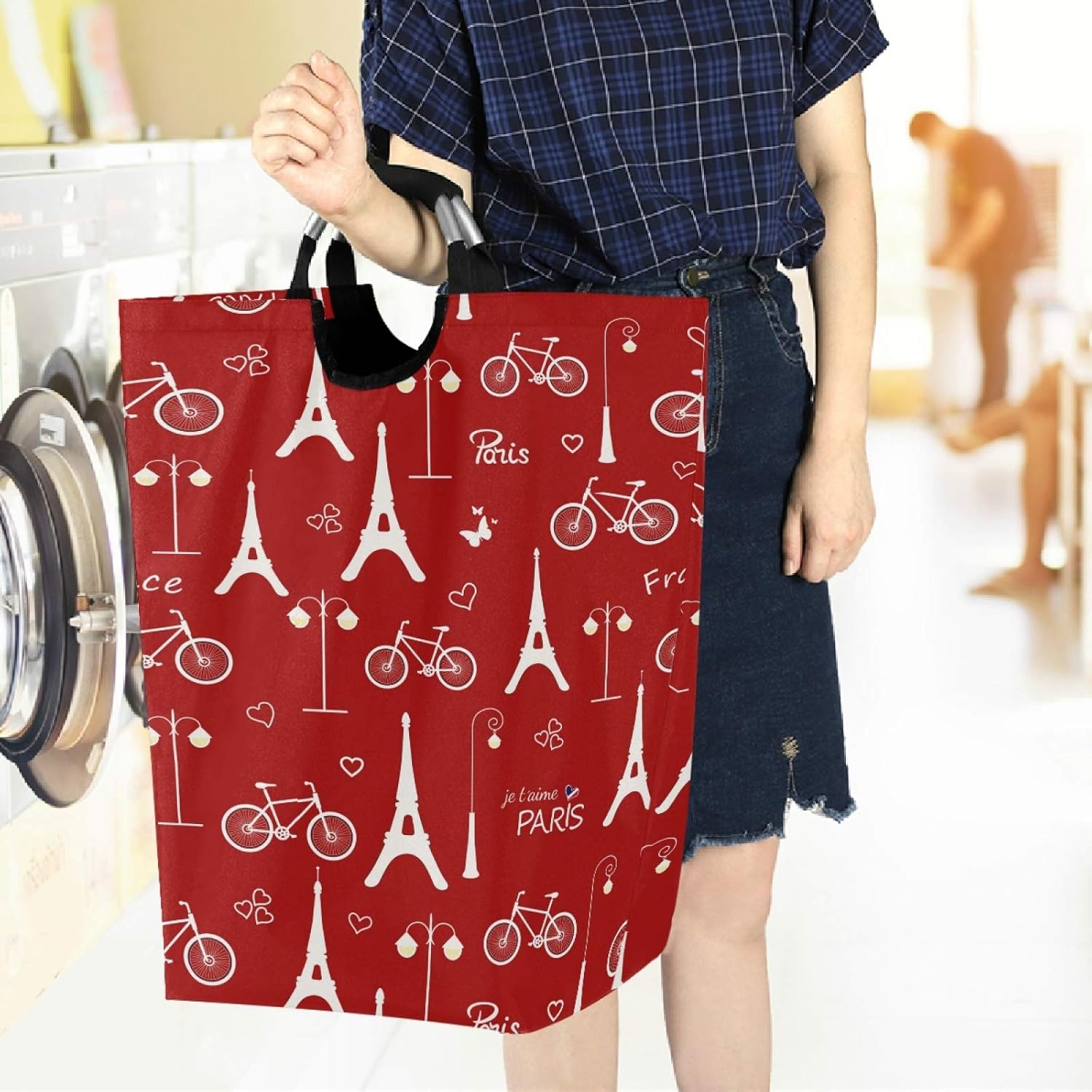 visesunny Foldable Laundry Basket with Waterproof Oxford Fabric