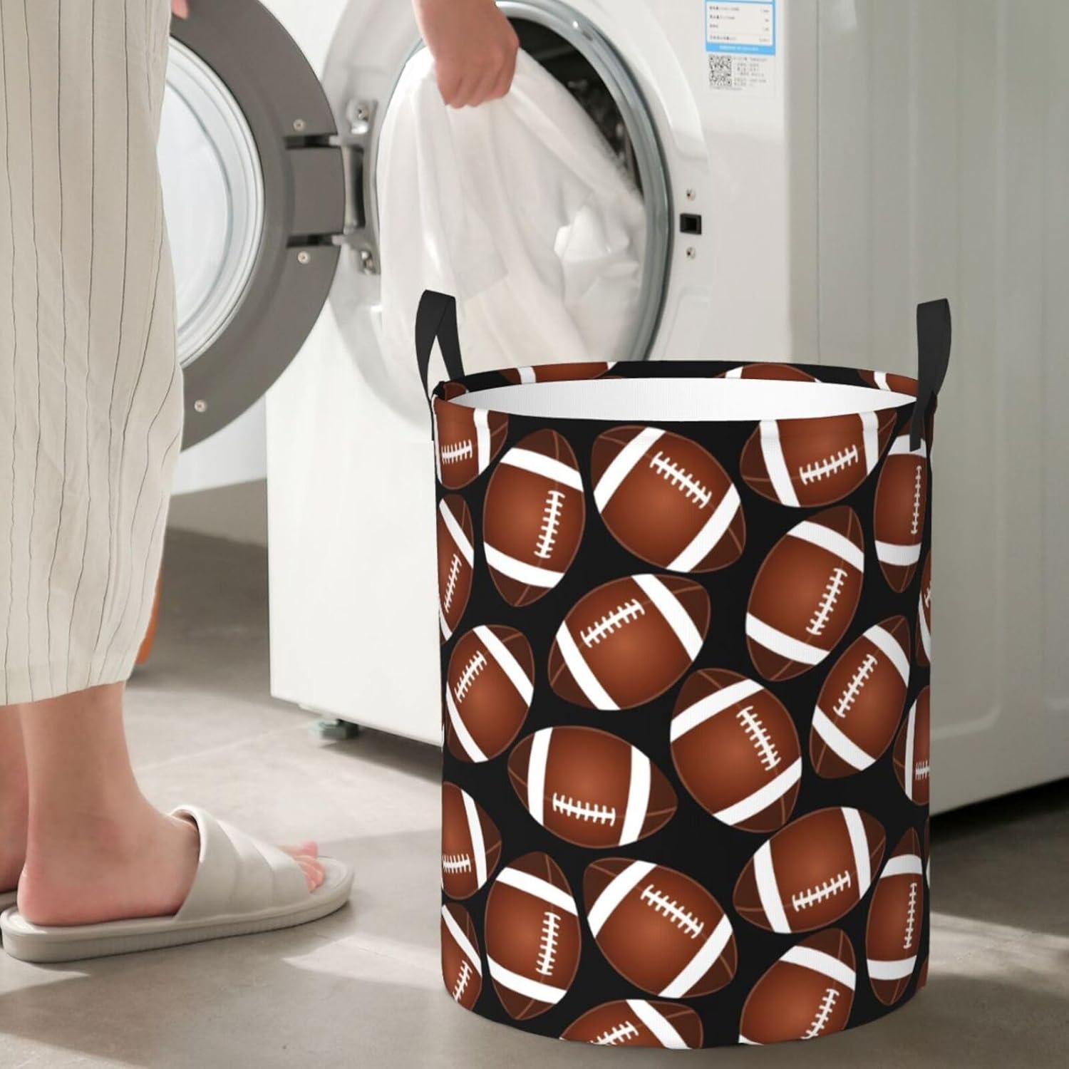 American Football Laundry Hamper with Handles - Large Collapsible
