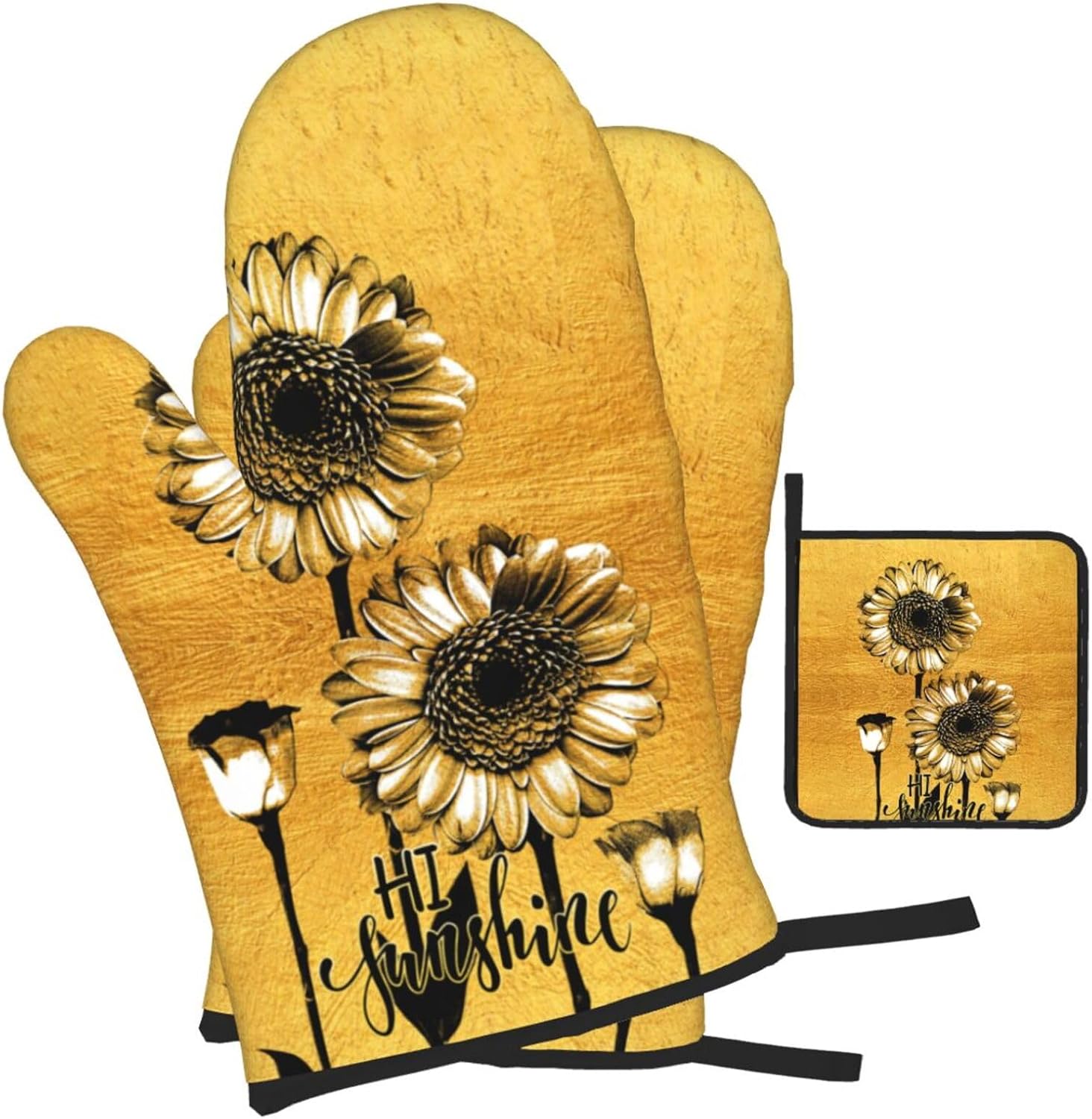 TNOKKU Sunflower Oven Mitts Set for Women