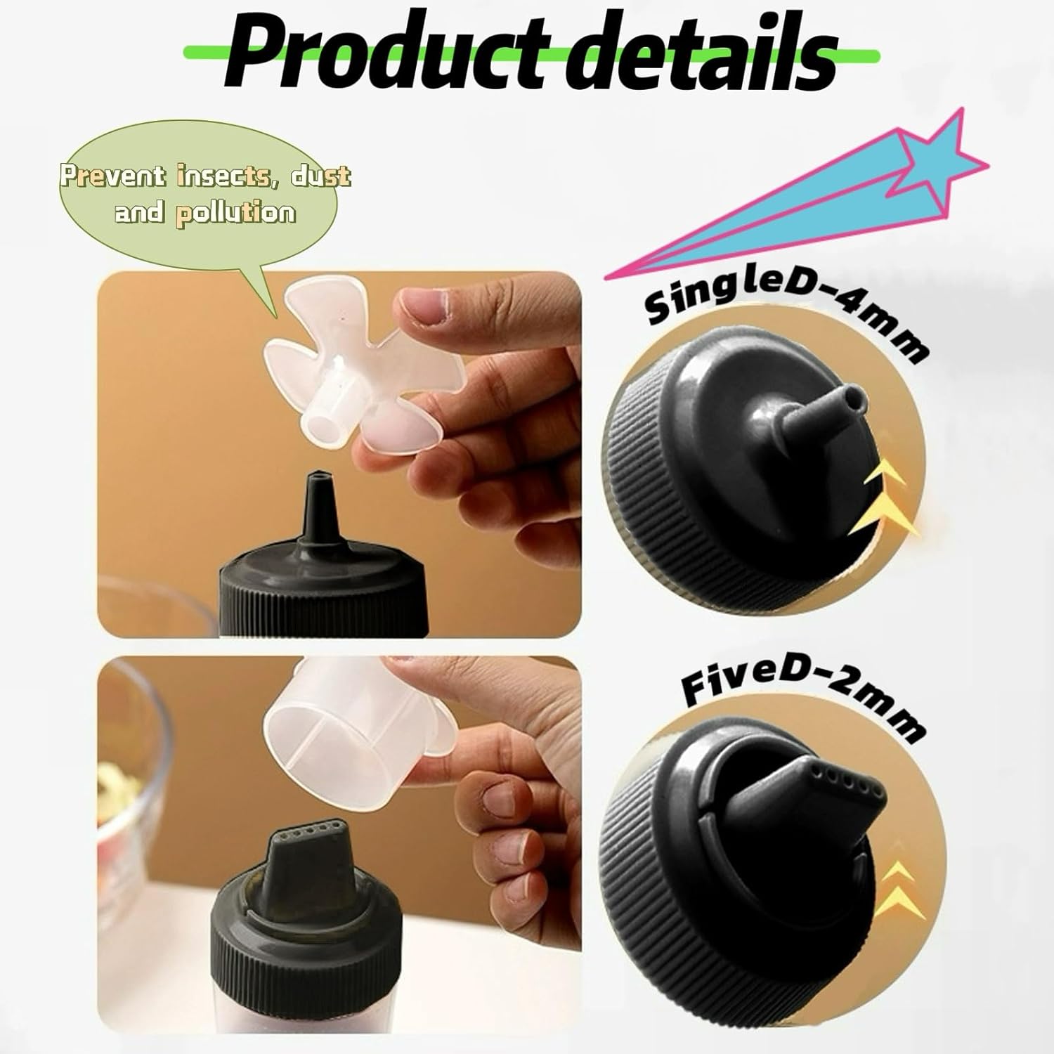 2 Packs 12-Ounce Salad Ketchup Squeeze Bottles with Black Design