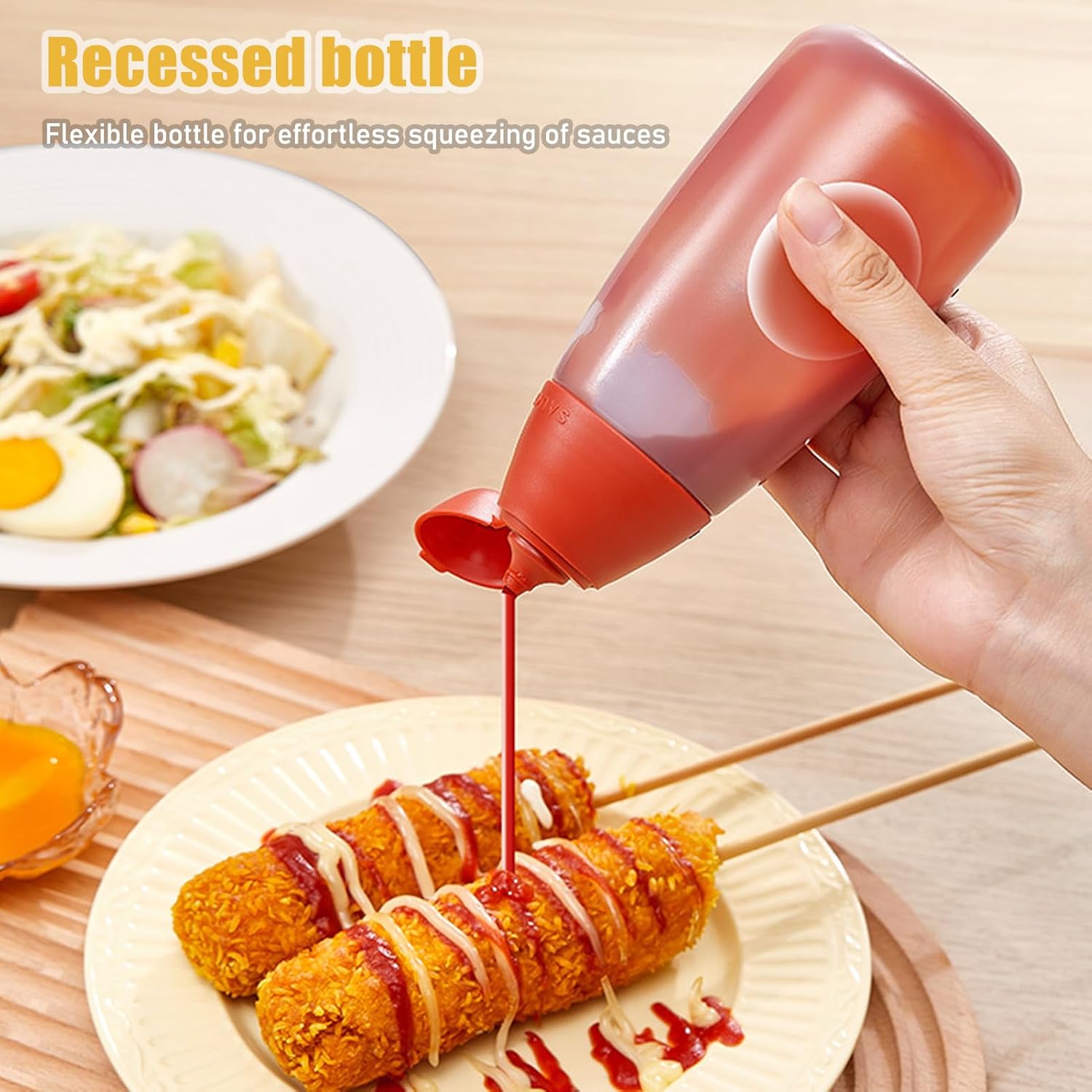 ORIJOYNA 18 oz Condiment Squeeze Bottles 3-Pack
