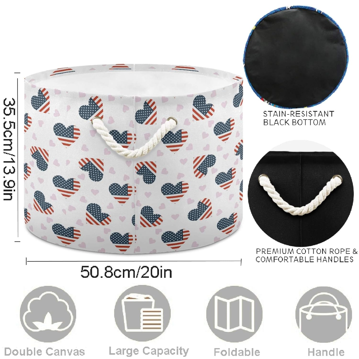visesunny Collapsible Laundry Basket with Durable Handles