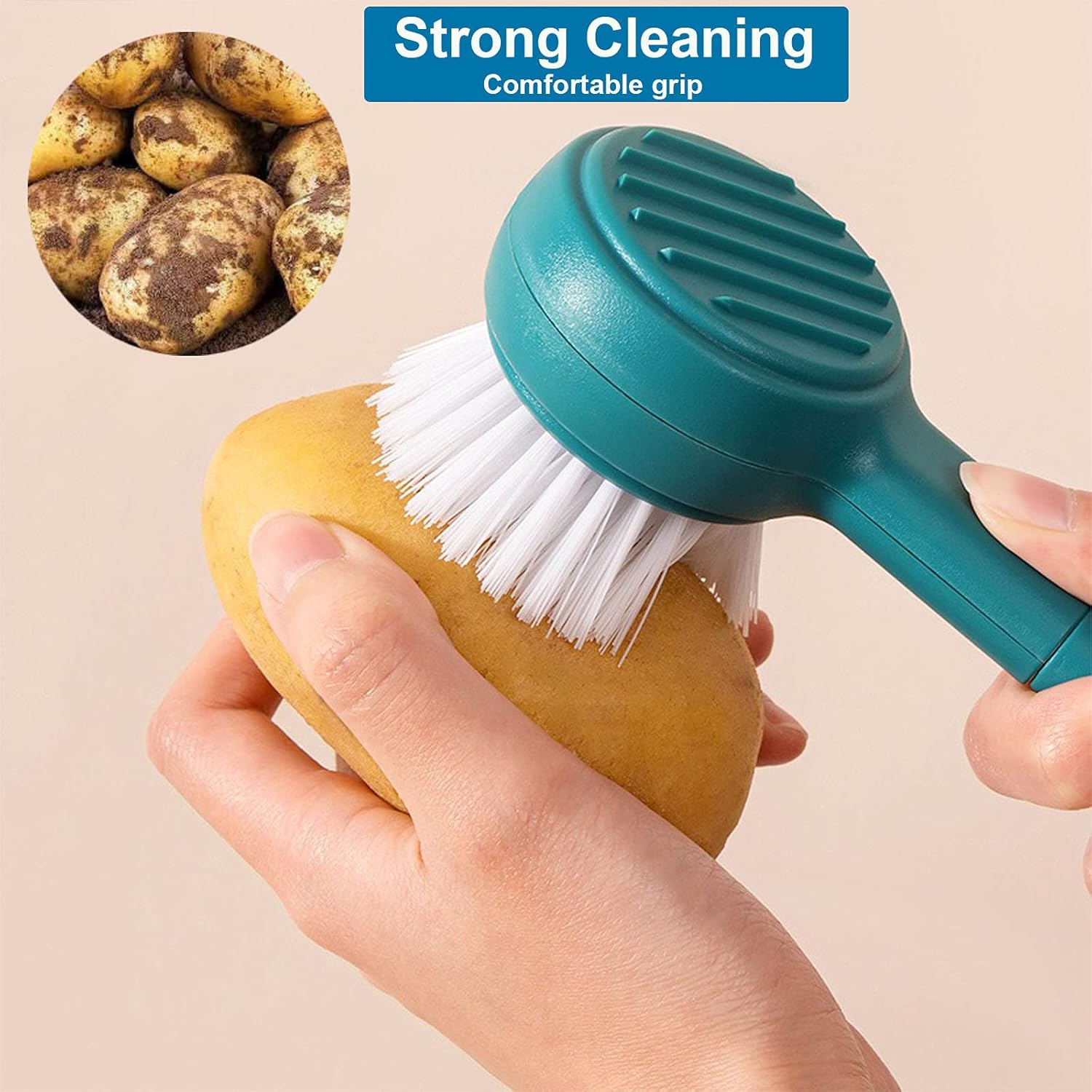 Ganganmax Vegetable Cleaner Brush with Peeler 2-in-1 Green