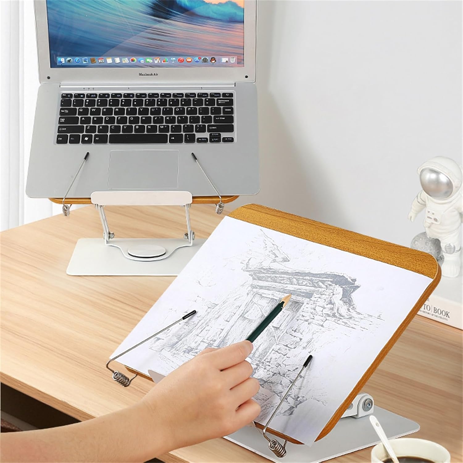 Adjustable Floor Stand Book Holder for Kitchen and Office Use