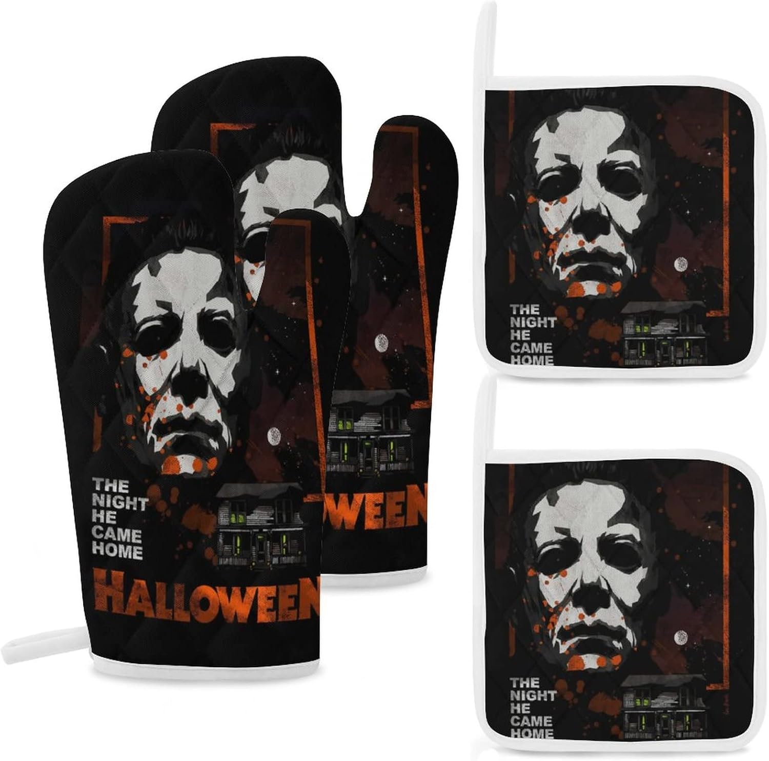 ZHANGXM Halloween Michael Myers Oven Mitts and Pot Holders Set
