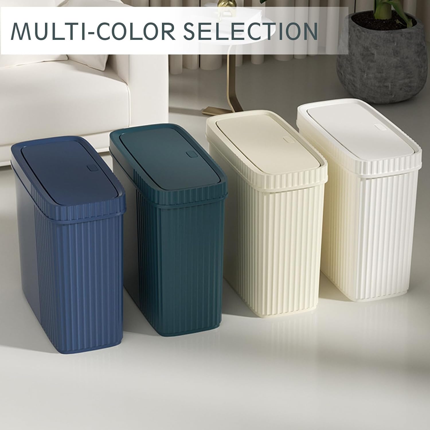UUJOLY Small Bathroom Trash Can 24 Gallon Bluish Green