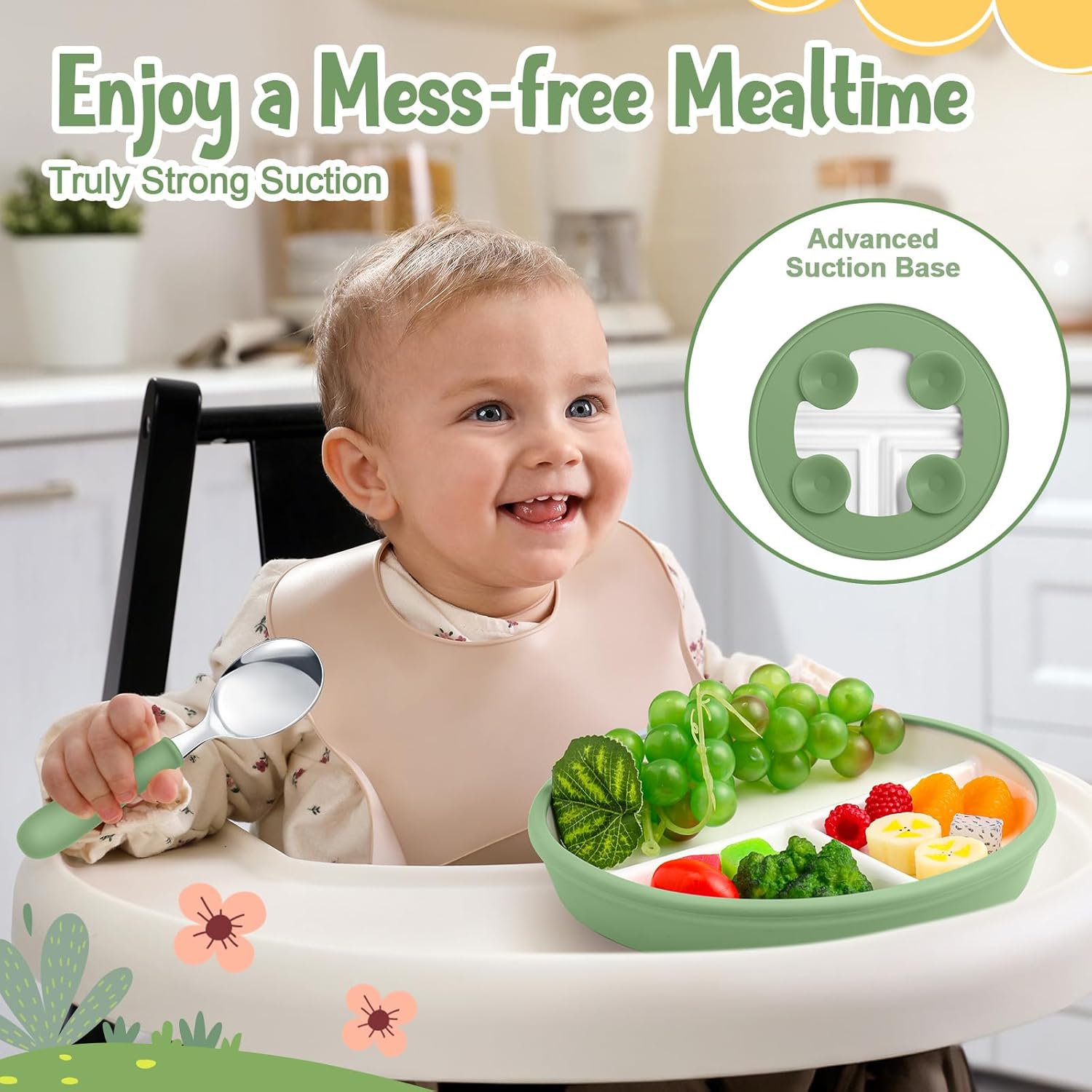 Teenyyou 2 Pack Toddler Plates with Anti-Slip Silicone Sleeve