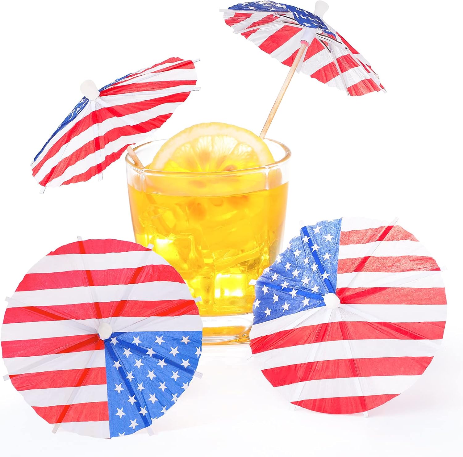 150 Pieces American Flag Cocktail Picks with Wood Toothpicks