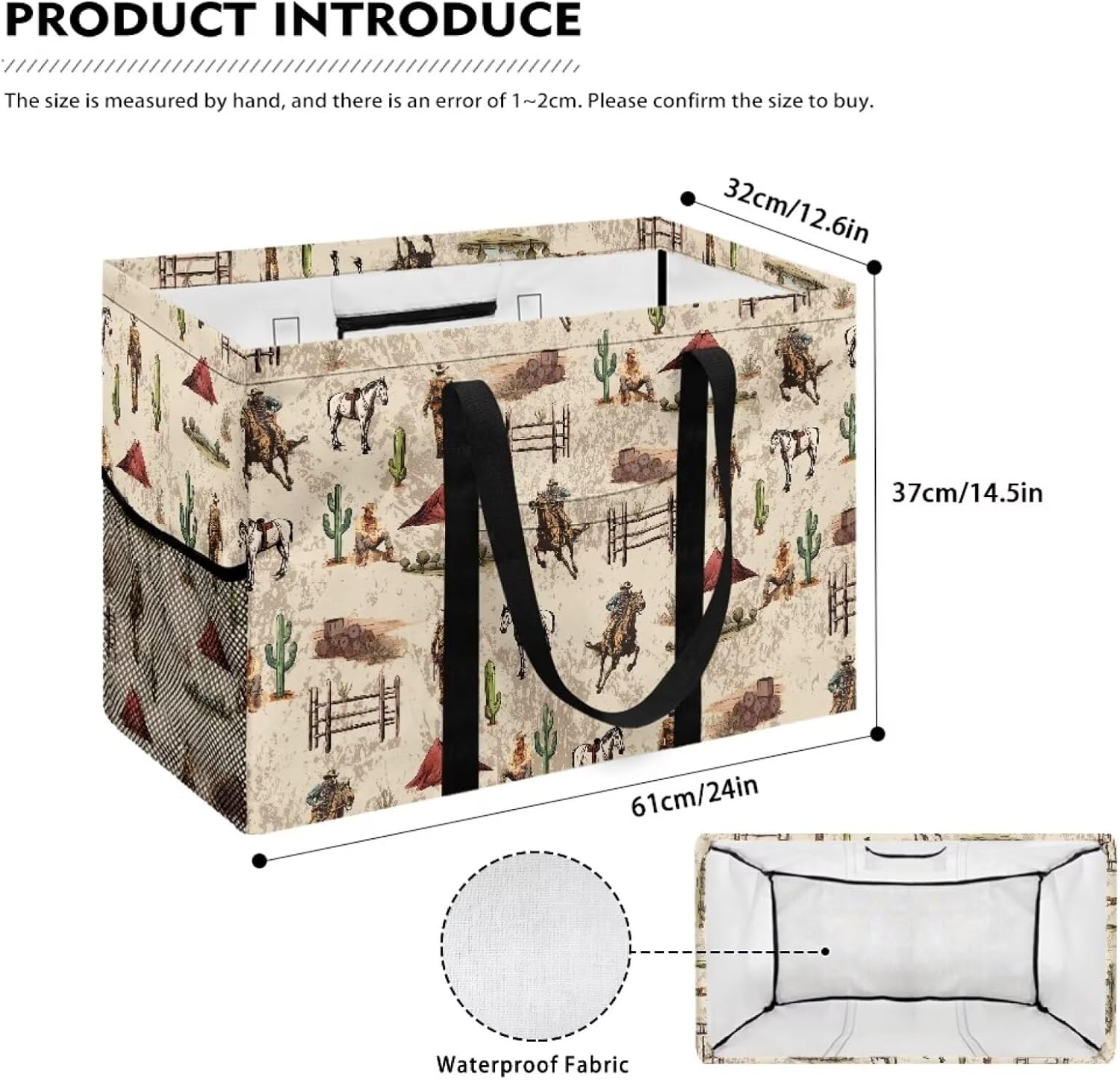 Tutolipy Vintage Cowboy Print Laundry Hamper