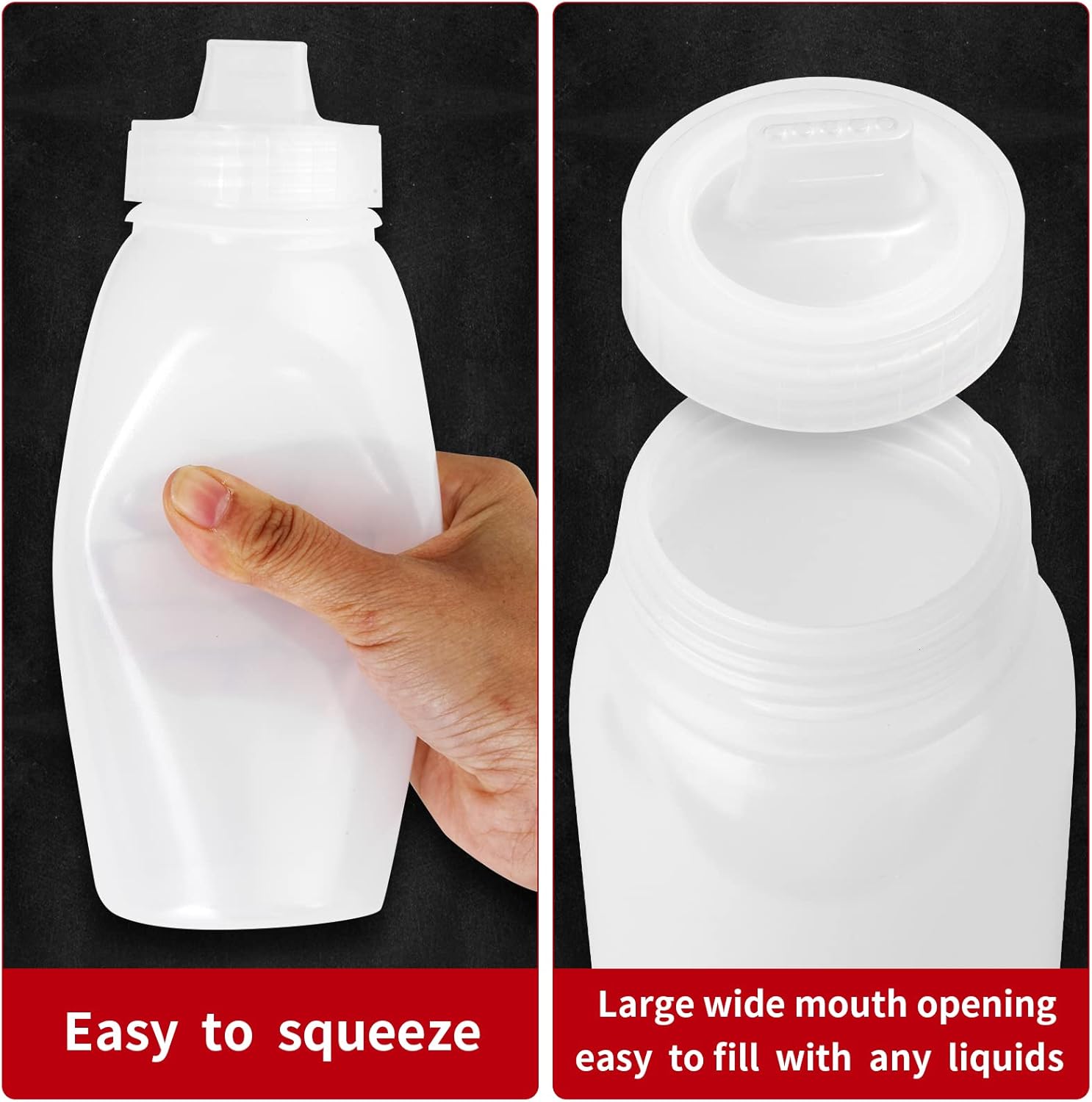 Zlxtxpor Condiment Squeeze Bottles 3-Pack 14oz