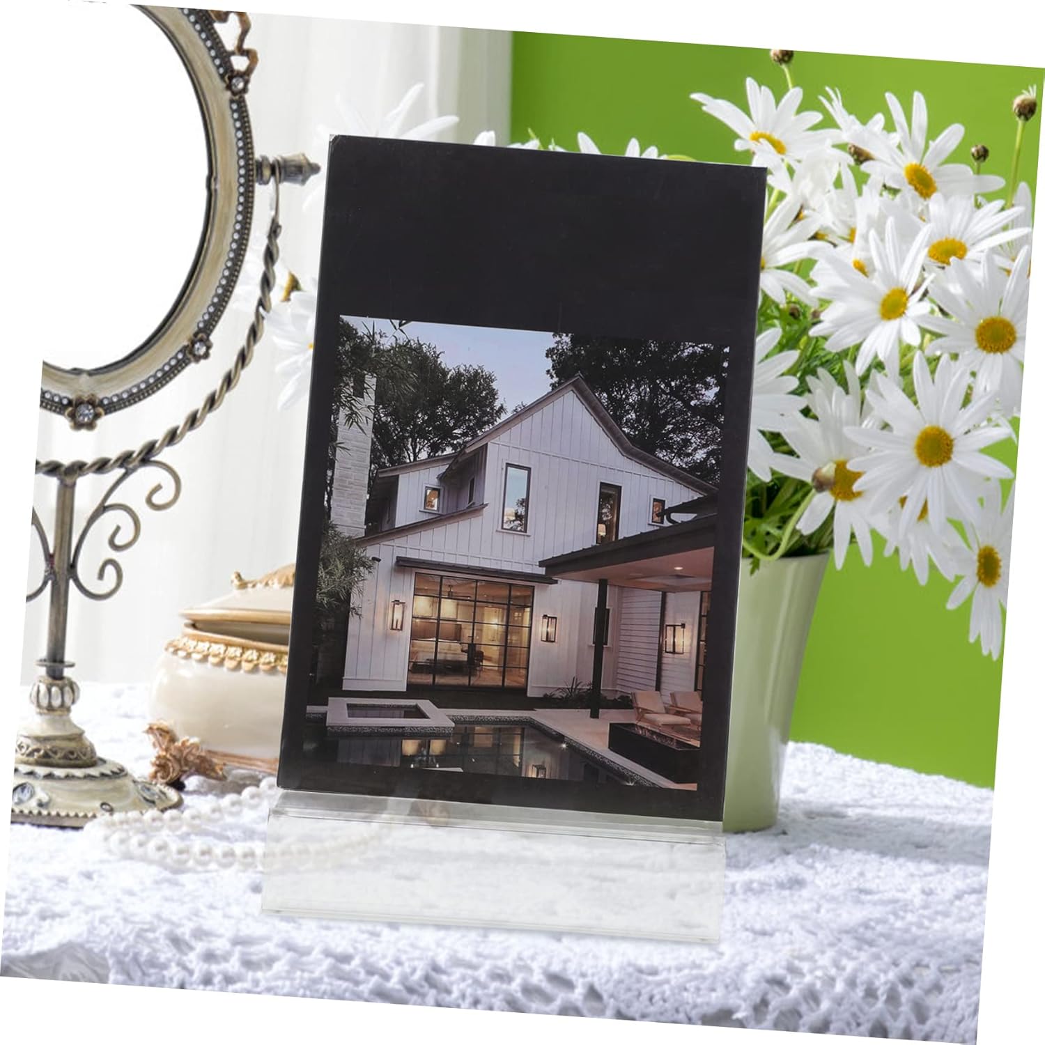 SEWACC Acrylic Book Display Stand Transparent L-Shaped Cookbook Holder
