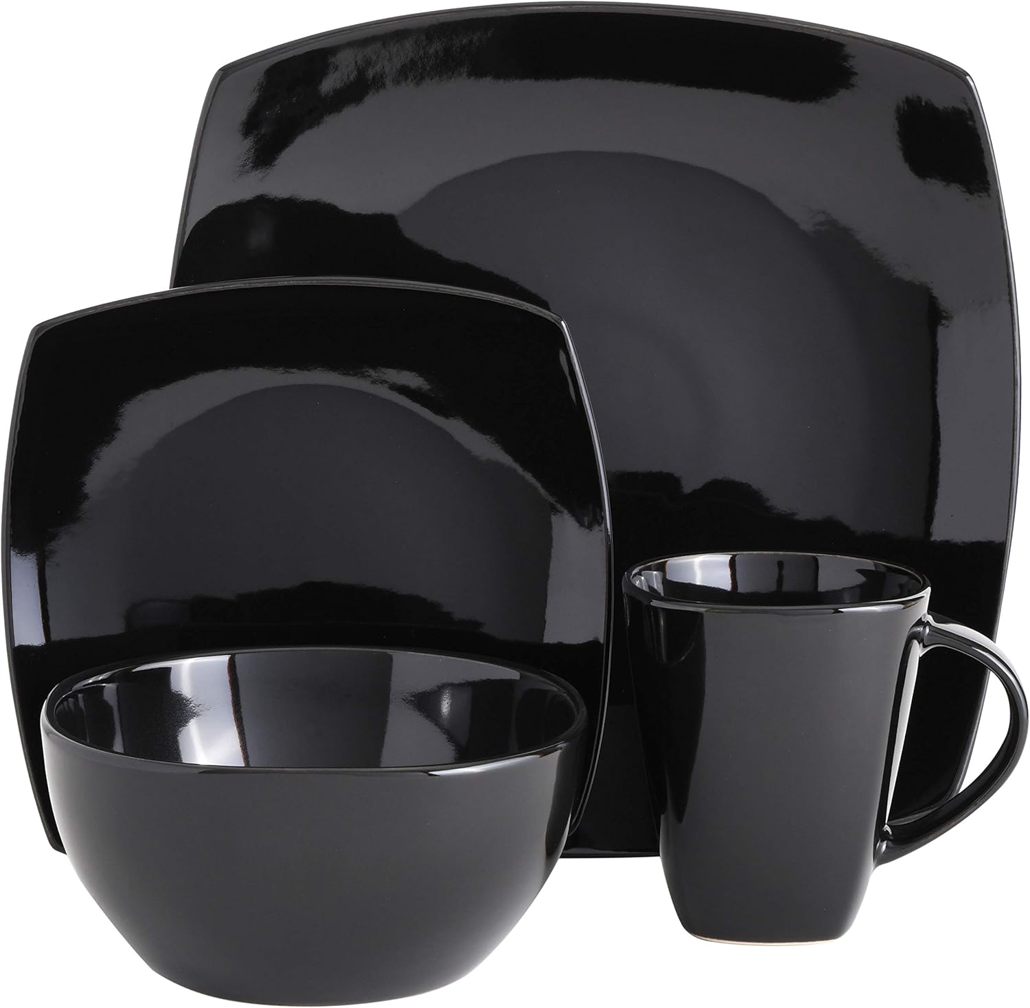 Gibson Soho Lounge Square Black Dinnerware Set 16pc